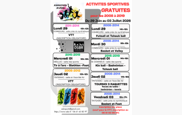 ACTIVITES GRATUITES DU 29 JUIN AU 3 JUILLET