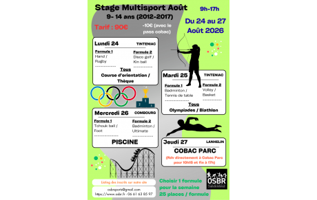 STAGE MULTISPORT AOUT